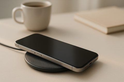 Smartphone auf kabelloser Ladestation